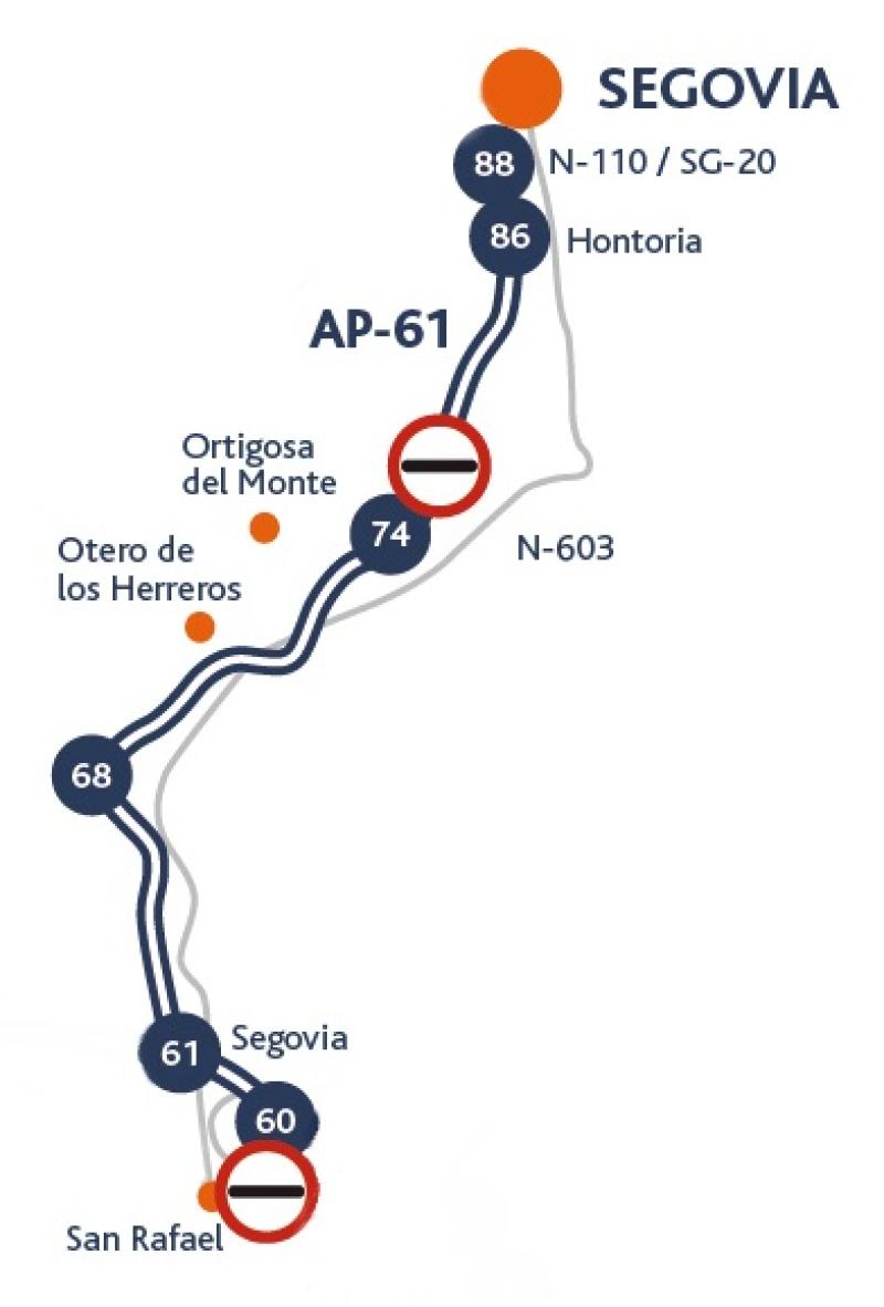 Mapa de AP-61: San Rafael - Segovia